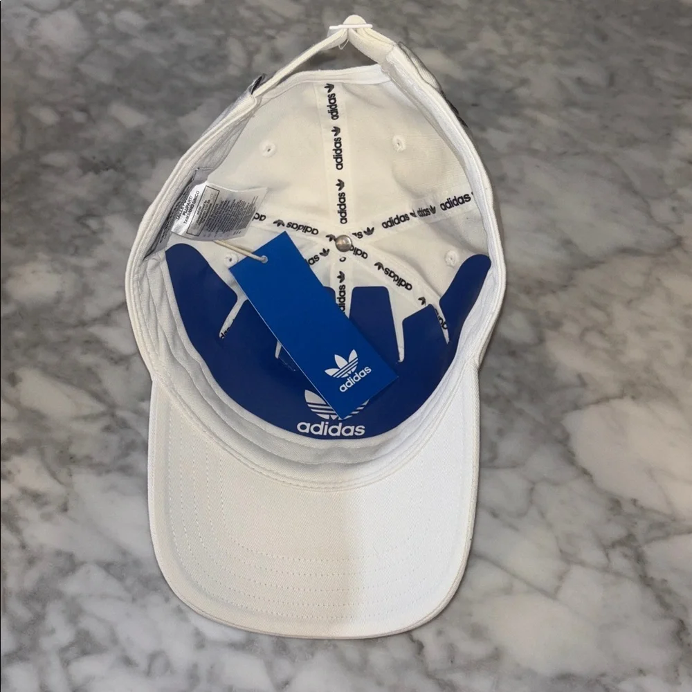 Adidas White Cap with Floral and Heart Design